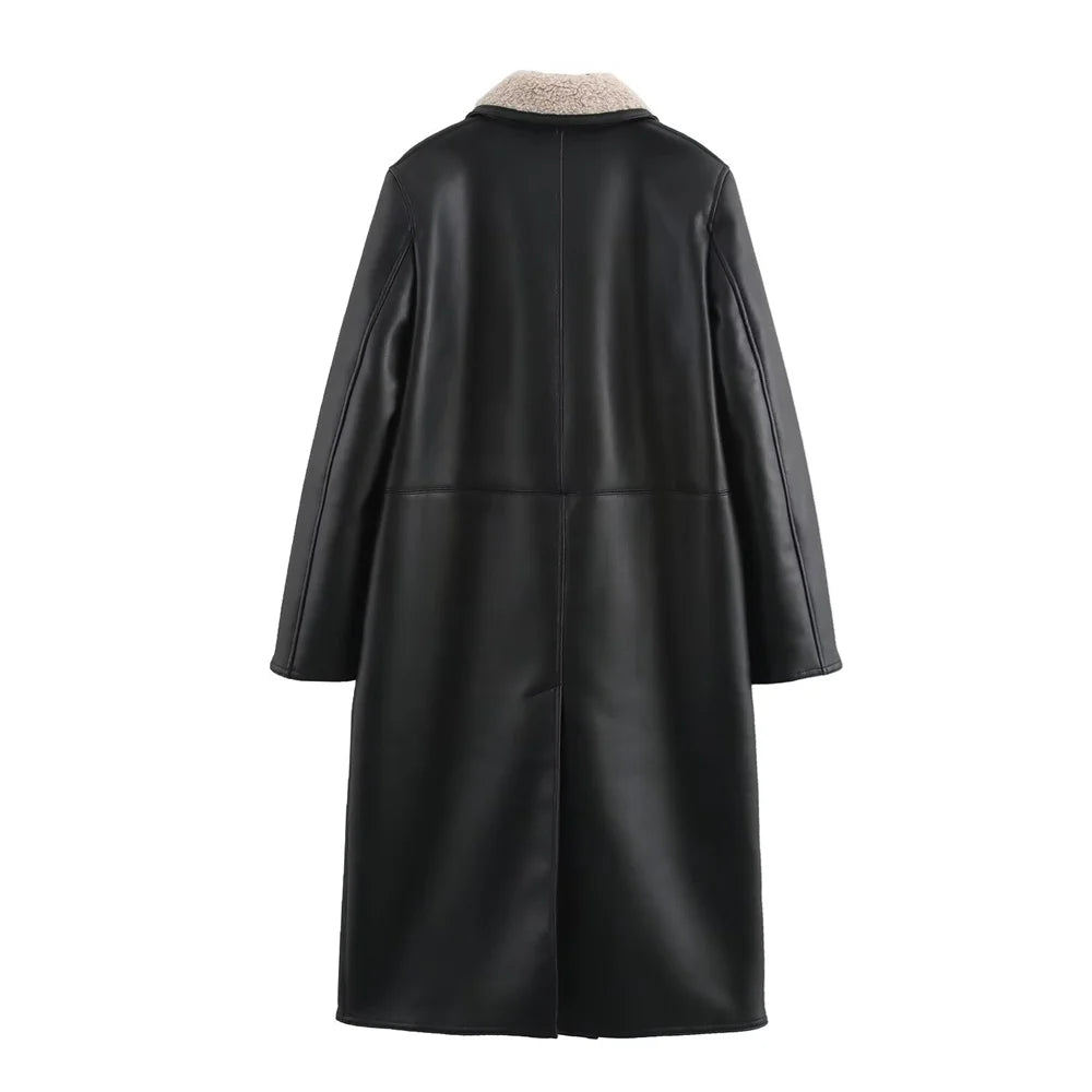 Long Faux Leather Coat