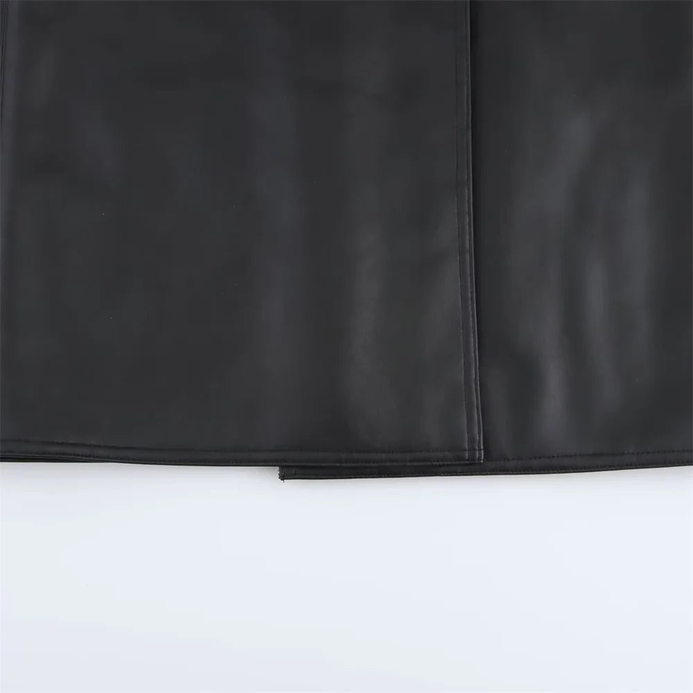 Long Faux Leather Coat