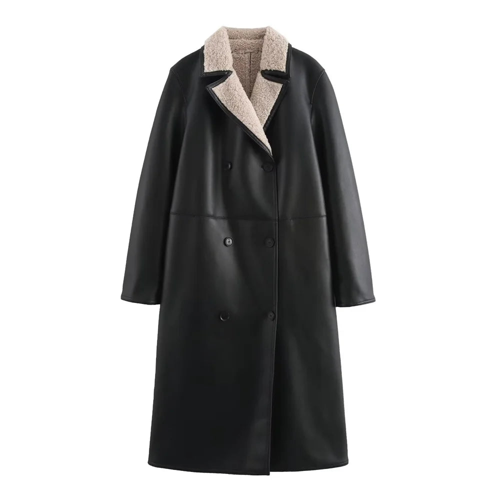 Long Faux Leather Coat